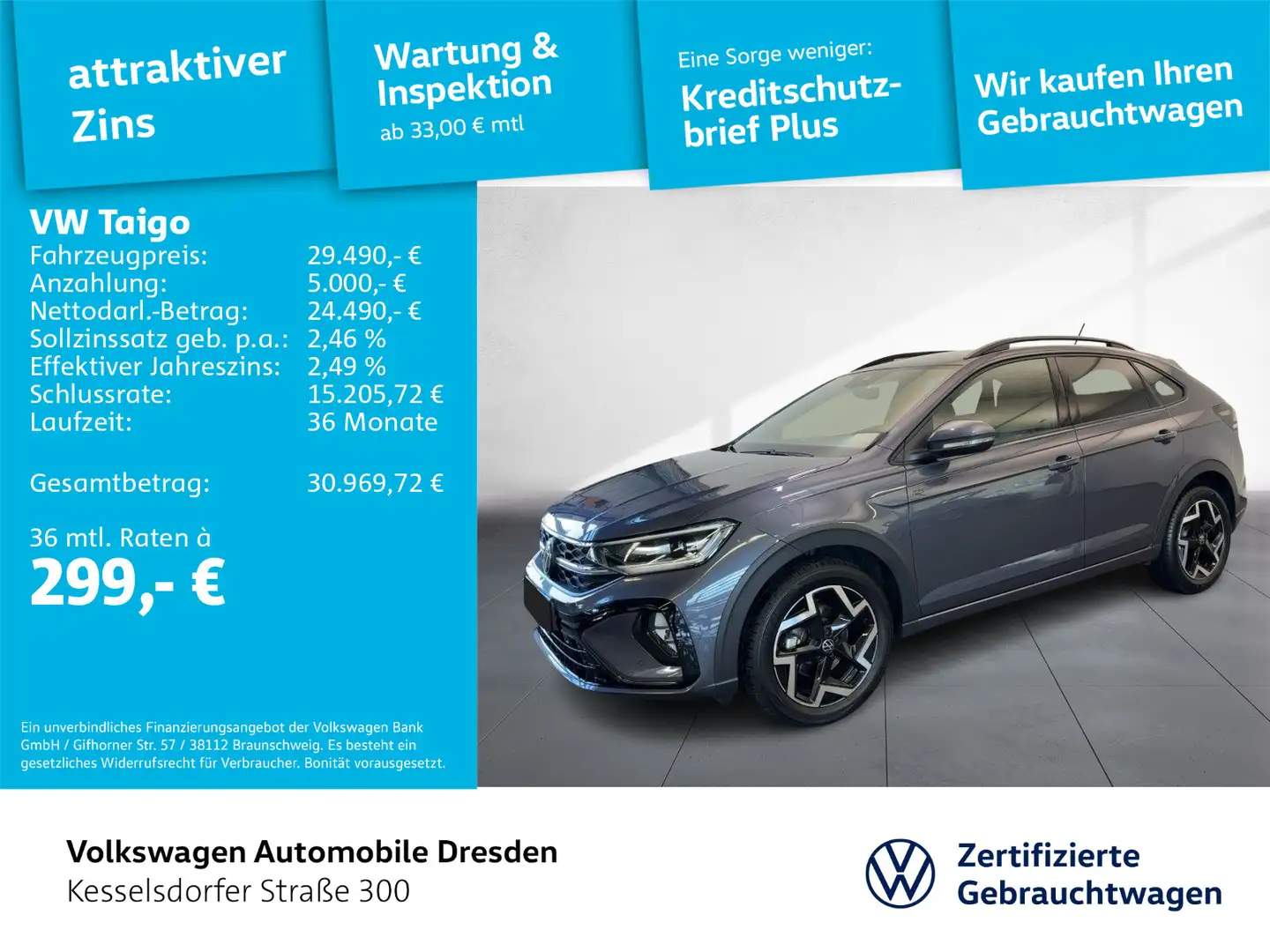 Volkswagen Taigo 1.5 TSI DSG R-Line ACC AHZV LED Navi Kamer Grau - 1
