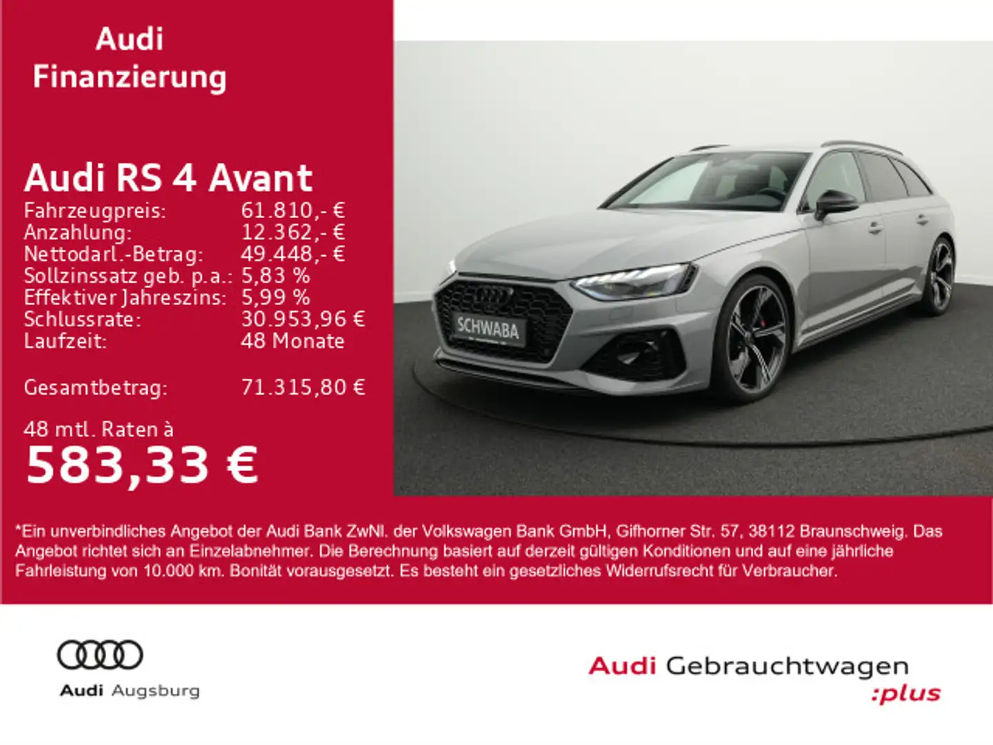 Audi RS4 quattro *AHK*B&O*MATRIX*8fach bereift Gris - 1