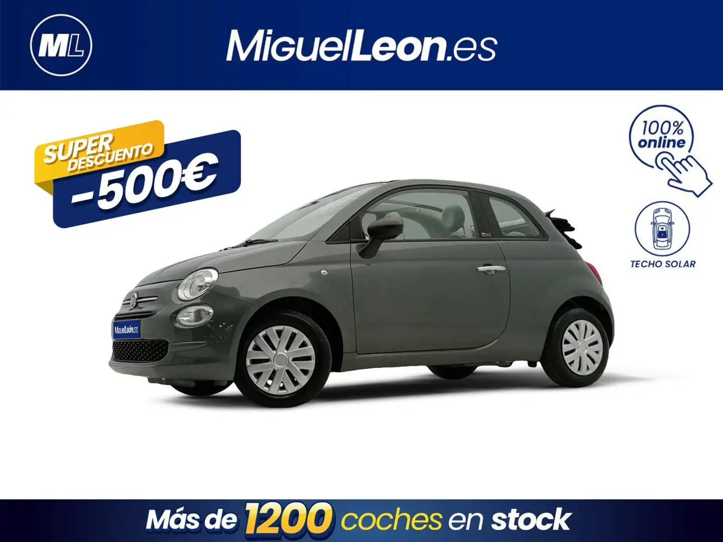 Fiat 500C 1.2 Lounge Gris - 1
