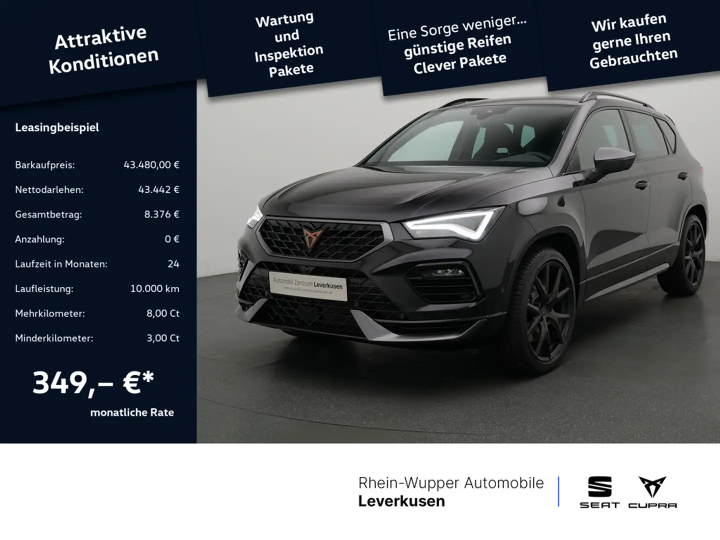 CUPRA Ateca 2.0 TSI VZ 4Drive ACC FACEL. LED 360° Zwart - 1