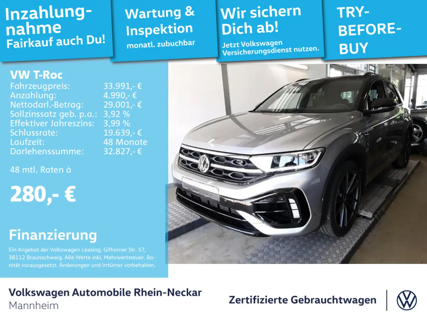 Volkswagen T-Roc R 2.0 TSI DSG 4Motion Navi AHK Kamera uvm Argent - 1