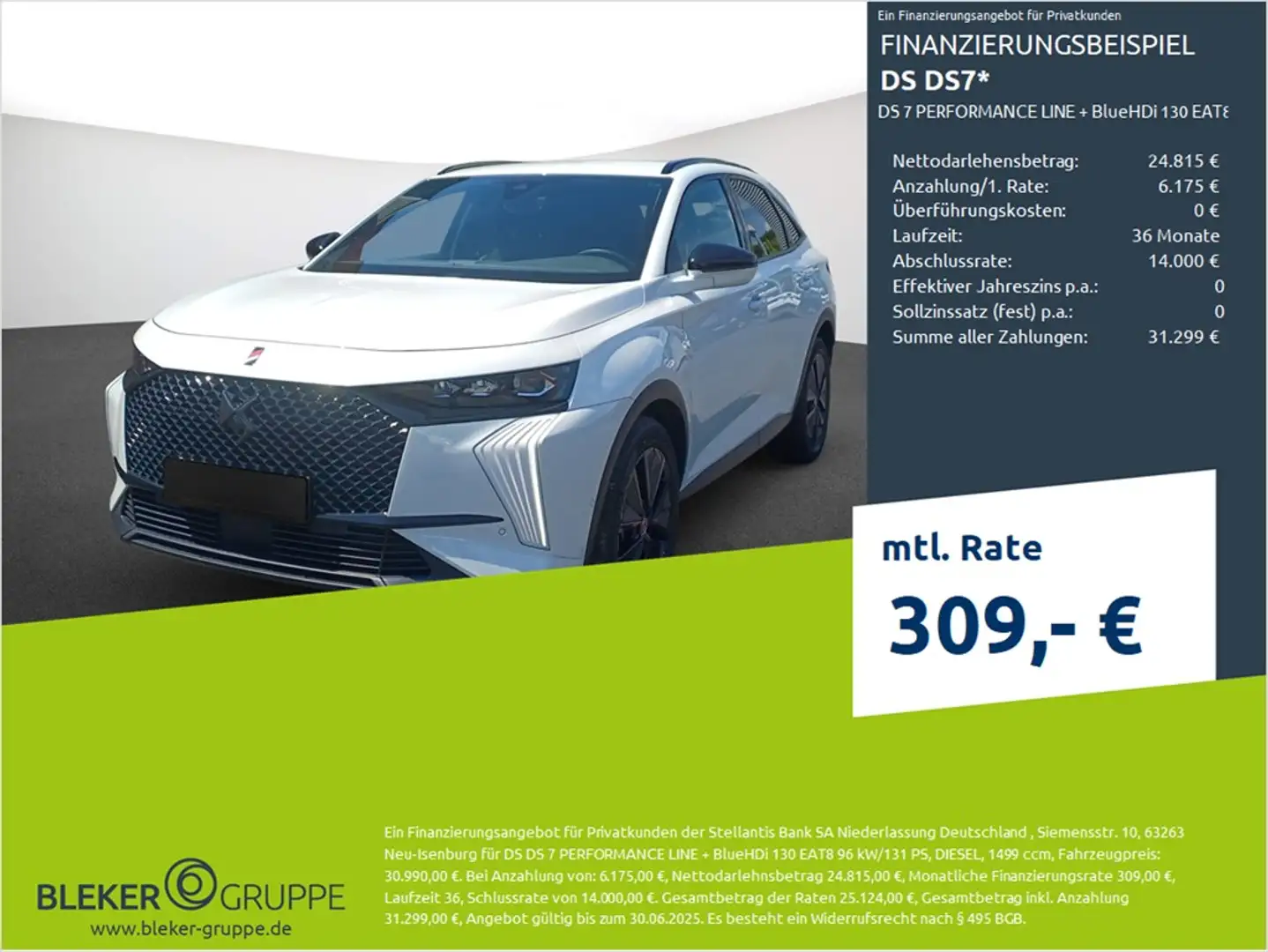 DS Automobiles DS 7 Crossback DS 7 PERFORMANCE LINE + BlueHDi 130 EAT8 Biały - 1