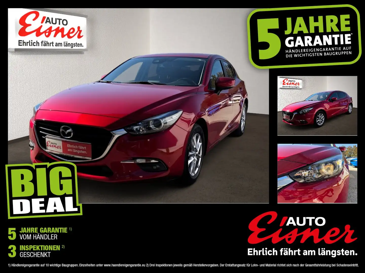 Mazda 3 1.5 SKYACTIV-G 100 Challenge 2xKlima Facelift Rot - 1