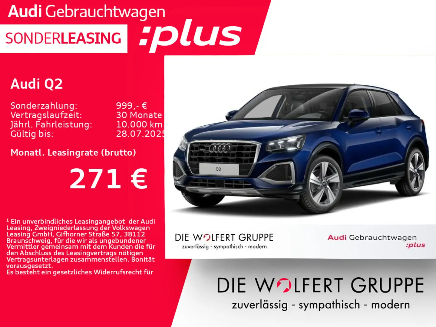 Audi Q2 advanced 40 TFSI quattro S tronic AHK*PANO Blau - 1