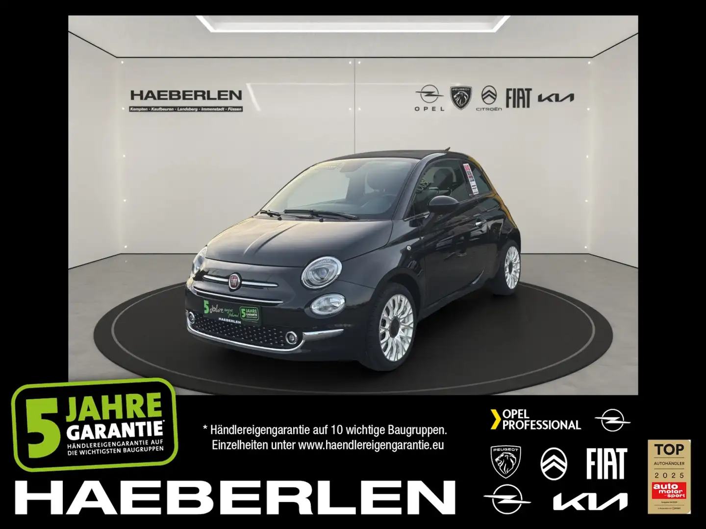 Fiat 500C 500 Cabrio 1.0 Hybrid Star Pano+SD+KlimaA+LM+PDC Schwarz - 1