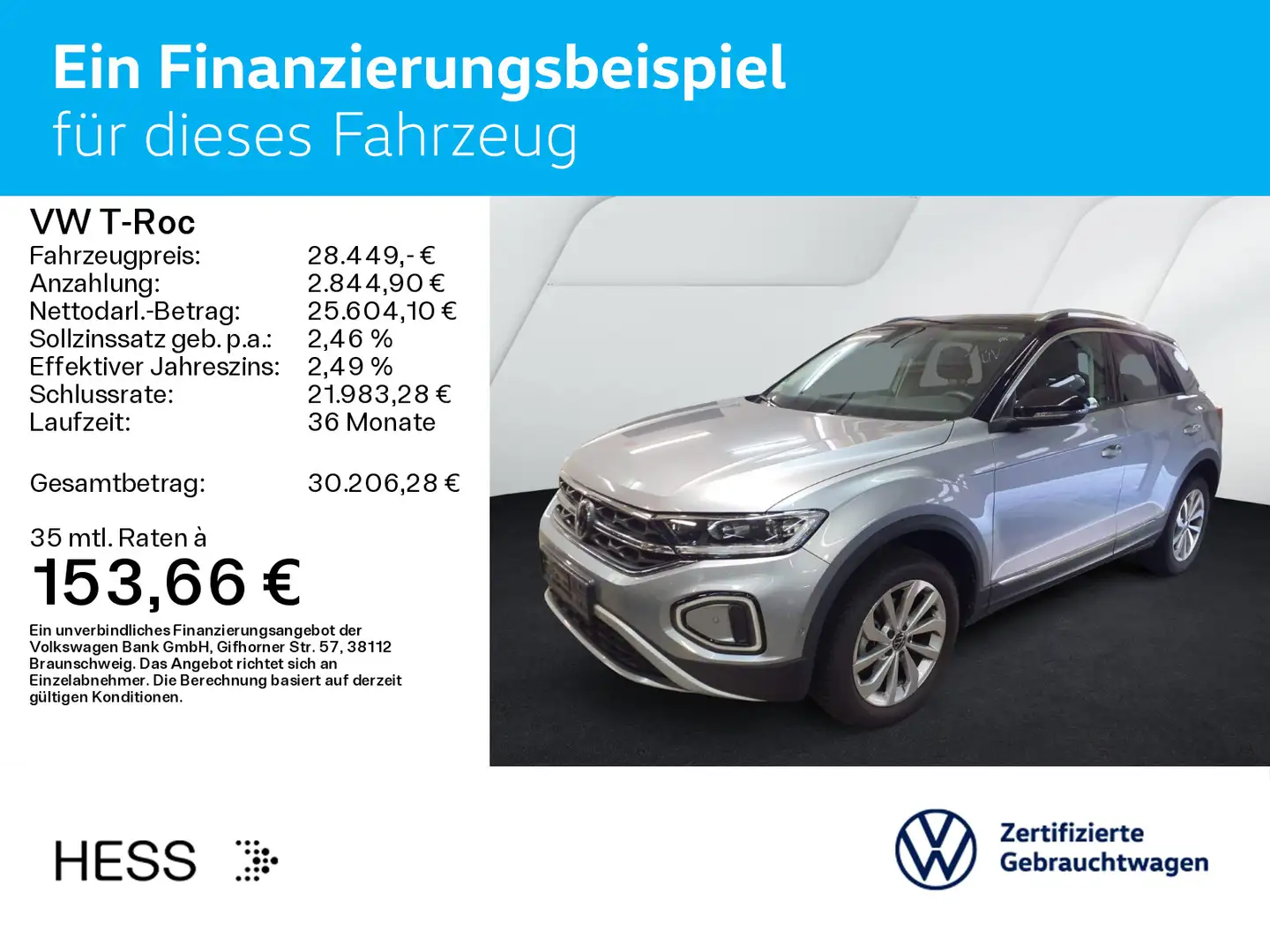 Volkswagen T-Roc T-ROC 1.5 TSI DSG STYLE*LED*AHK*PDC*SHZ*NAVI*KLI Silber - 2