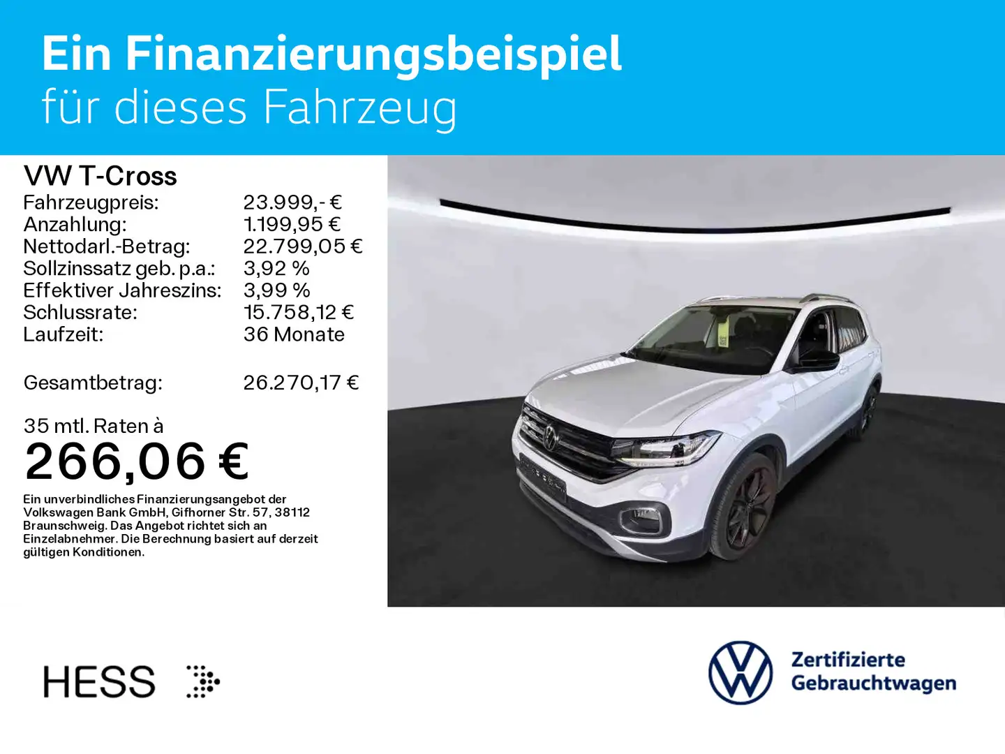 Volkswagen T-Cross 1.0 TSI DSG STYLE*LED*AHK*KAMERA*PDC*SHZ Weiß - 2