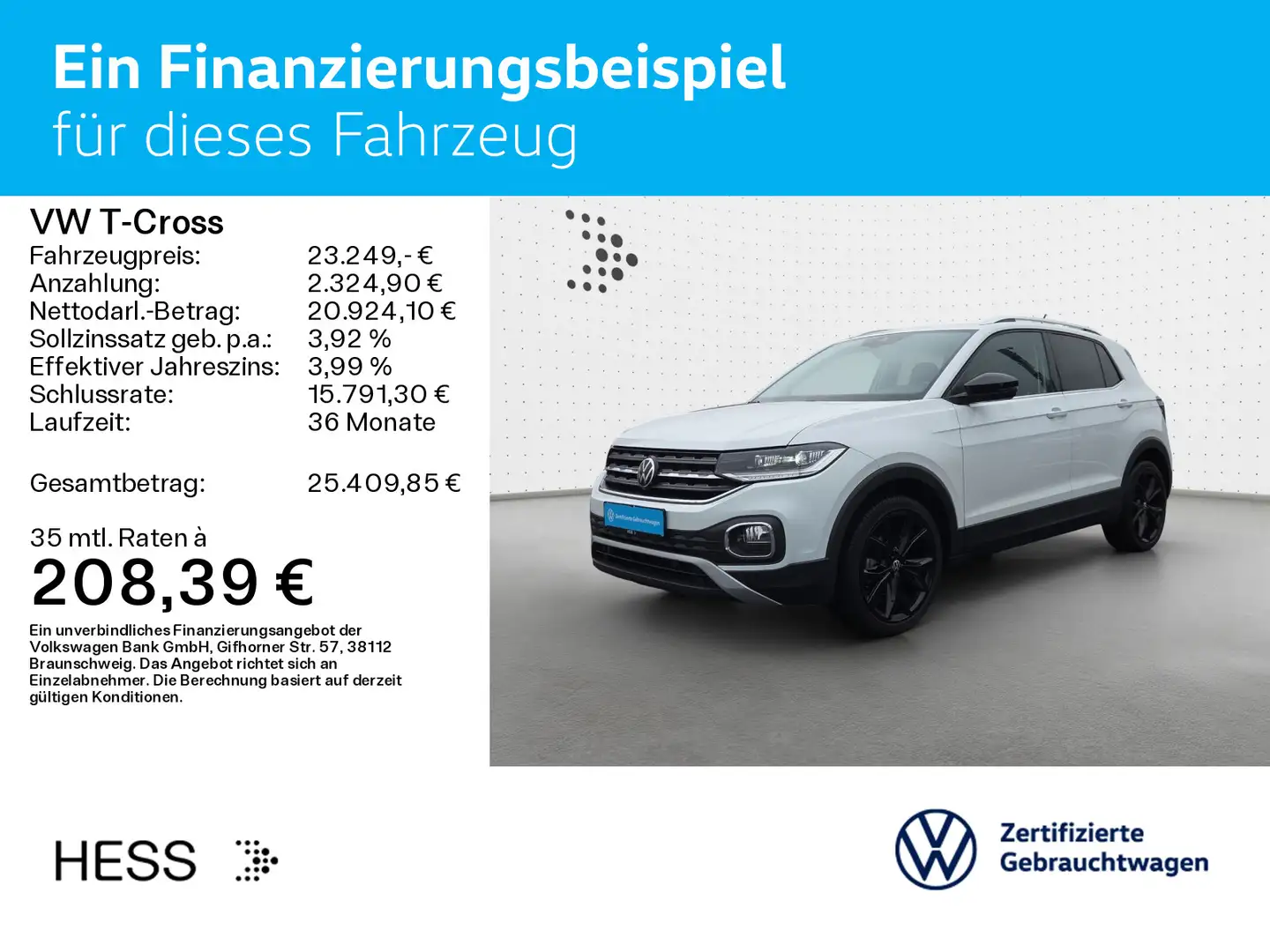 Volkswagen T-Cross 1.0 TSI DSG STYLE*LED*AHK*KAMERA*PDC*SHZ Weiß - 2