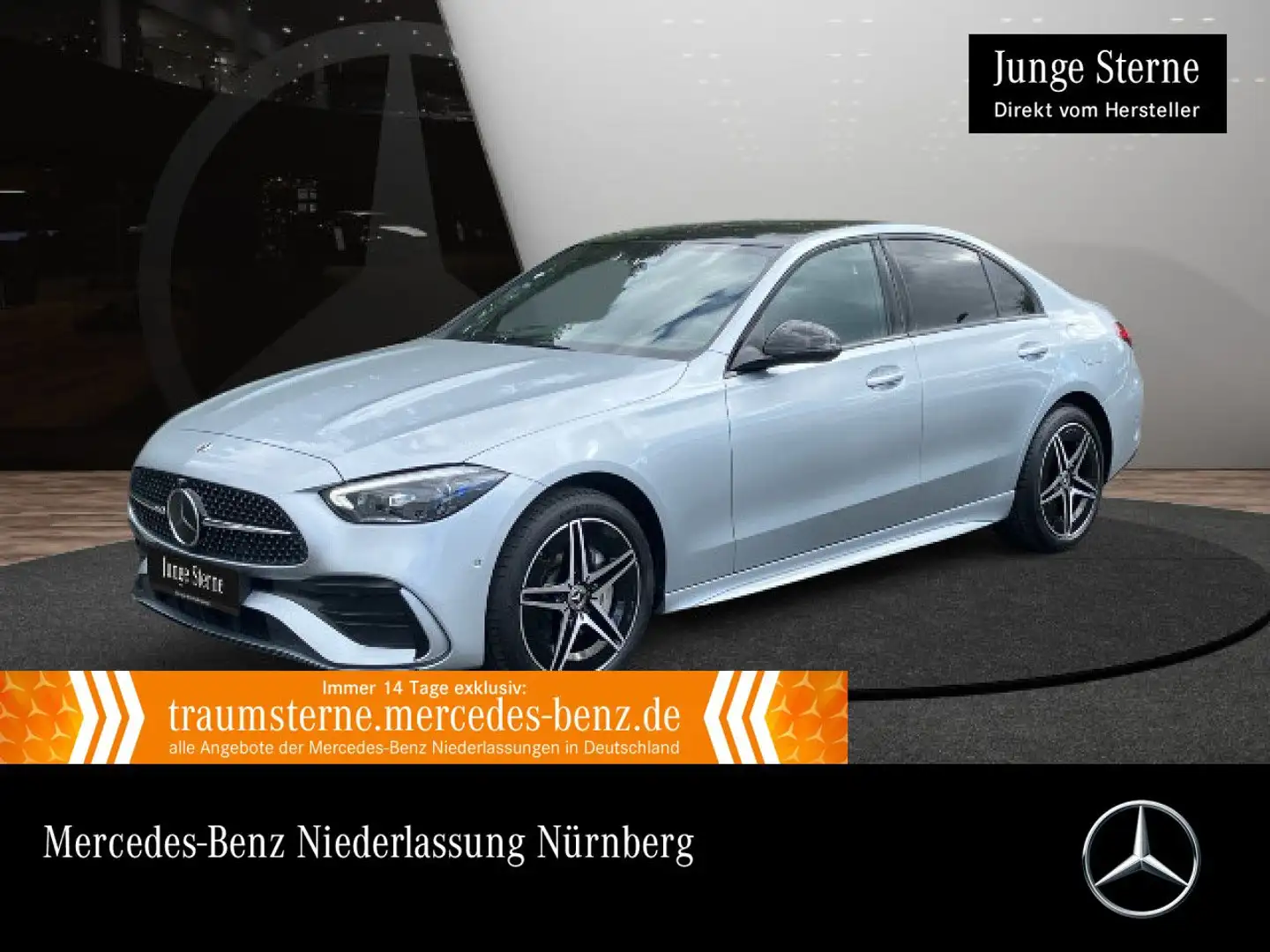Mercedes-Benz C 300 e AMG+NIGHT+PANO+360+KEYLESS+9G Argent - 1
