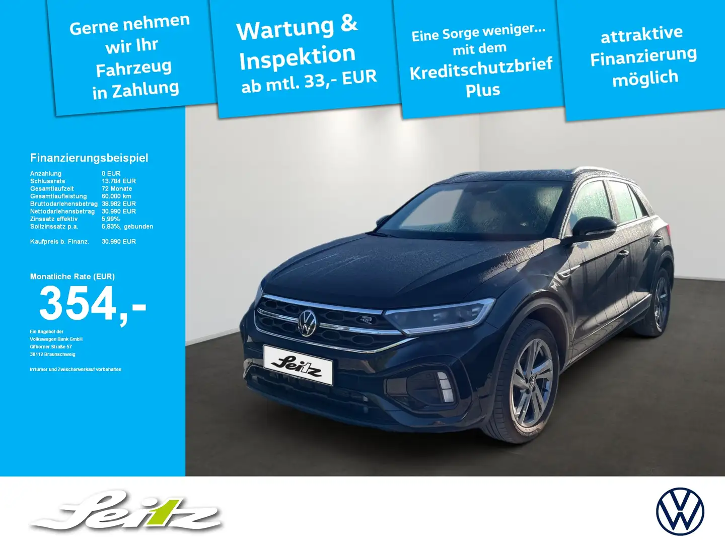 Volkswagen T-Roc 2.0 TSI 4-Motion DSG R-Line *LED*PDC*NAVI*SITZH* Noir - 1