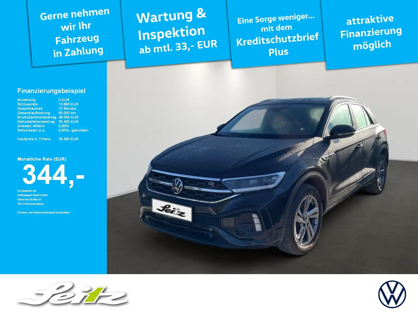 Volkswagen T-Roc 2.0 TSI 4-Motion DSG R-Line *LED*PDC*NAVI*SITZH* Schwarz - 1