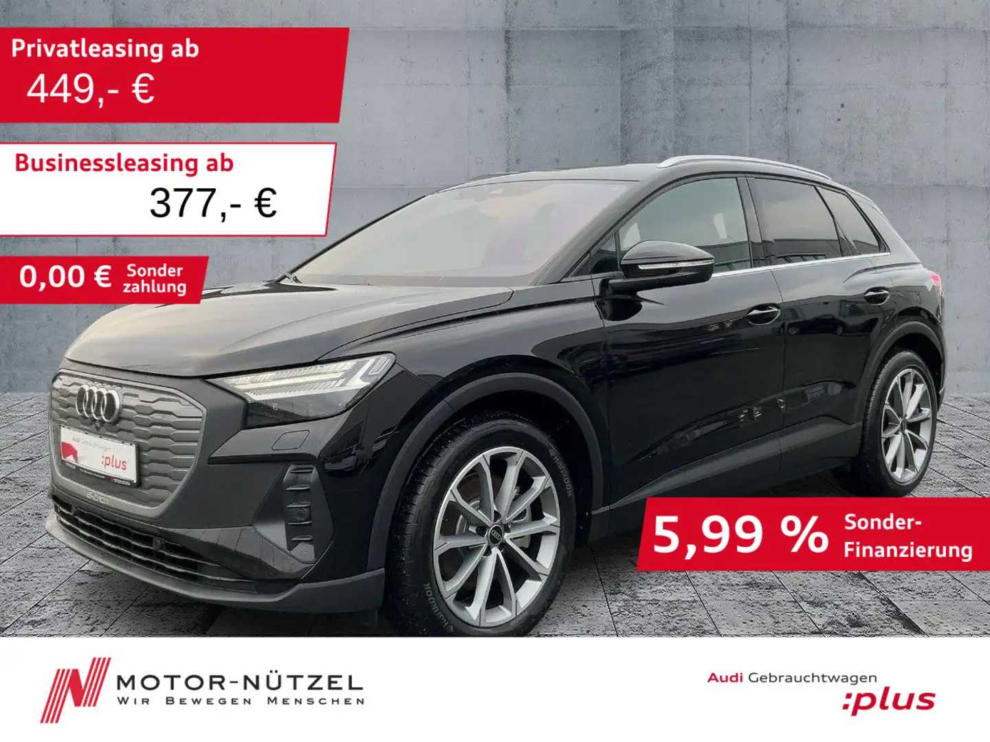 Audi Q4 e-tron 45 QU MATRIX+NAVI+HuD+RFK+ACC+SHZ+AHK Schwarz - 1