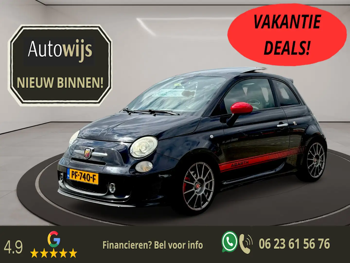 Abarth 500 1.4-16V Abarth|135PK|Pano|Leder|Interscope|Goed on Zwart - 1