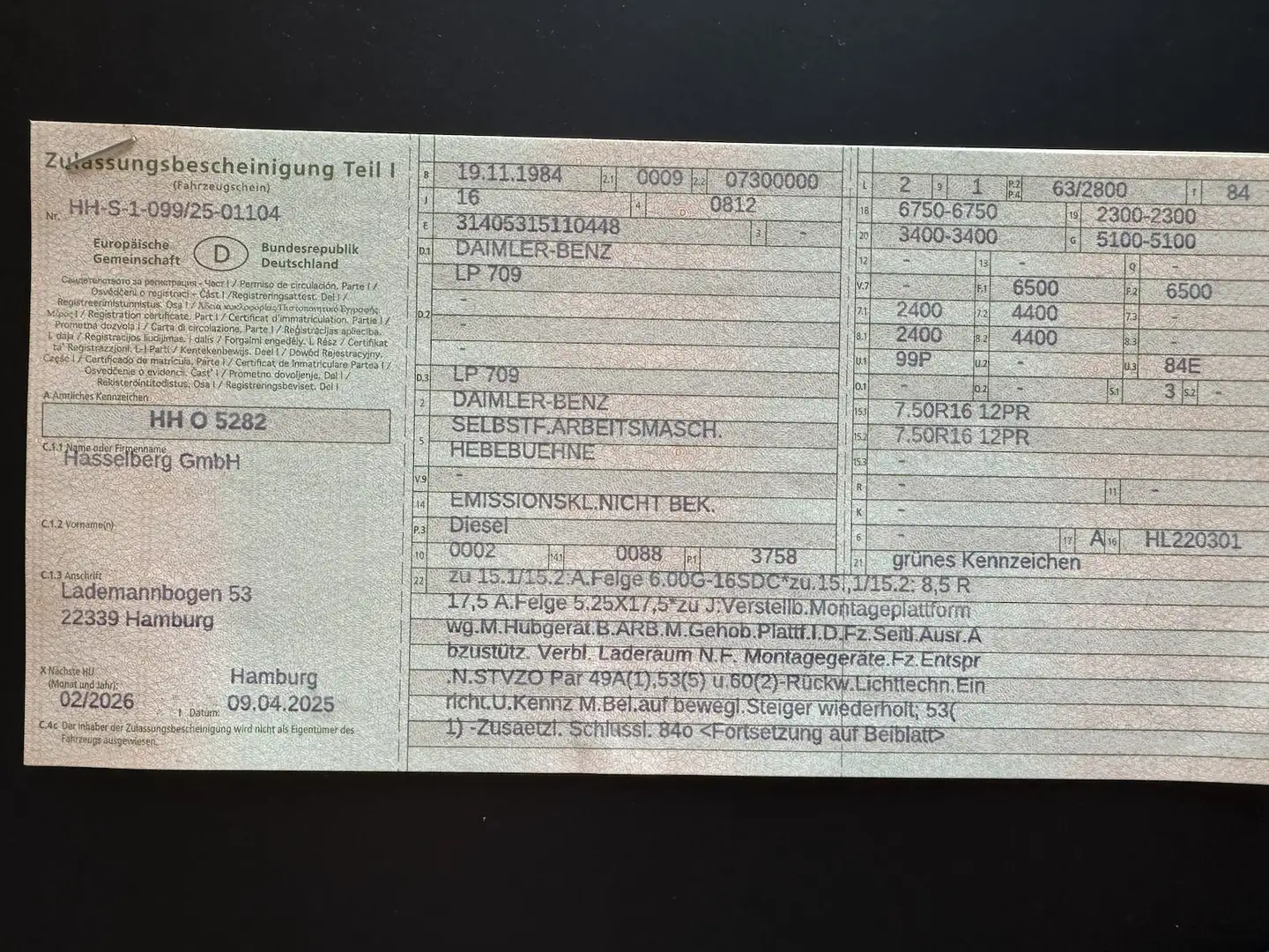 Mercedes-Benz LP 709 Arbeits- Hebebühne Grünes Kennzeichen Oranje - 1