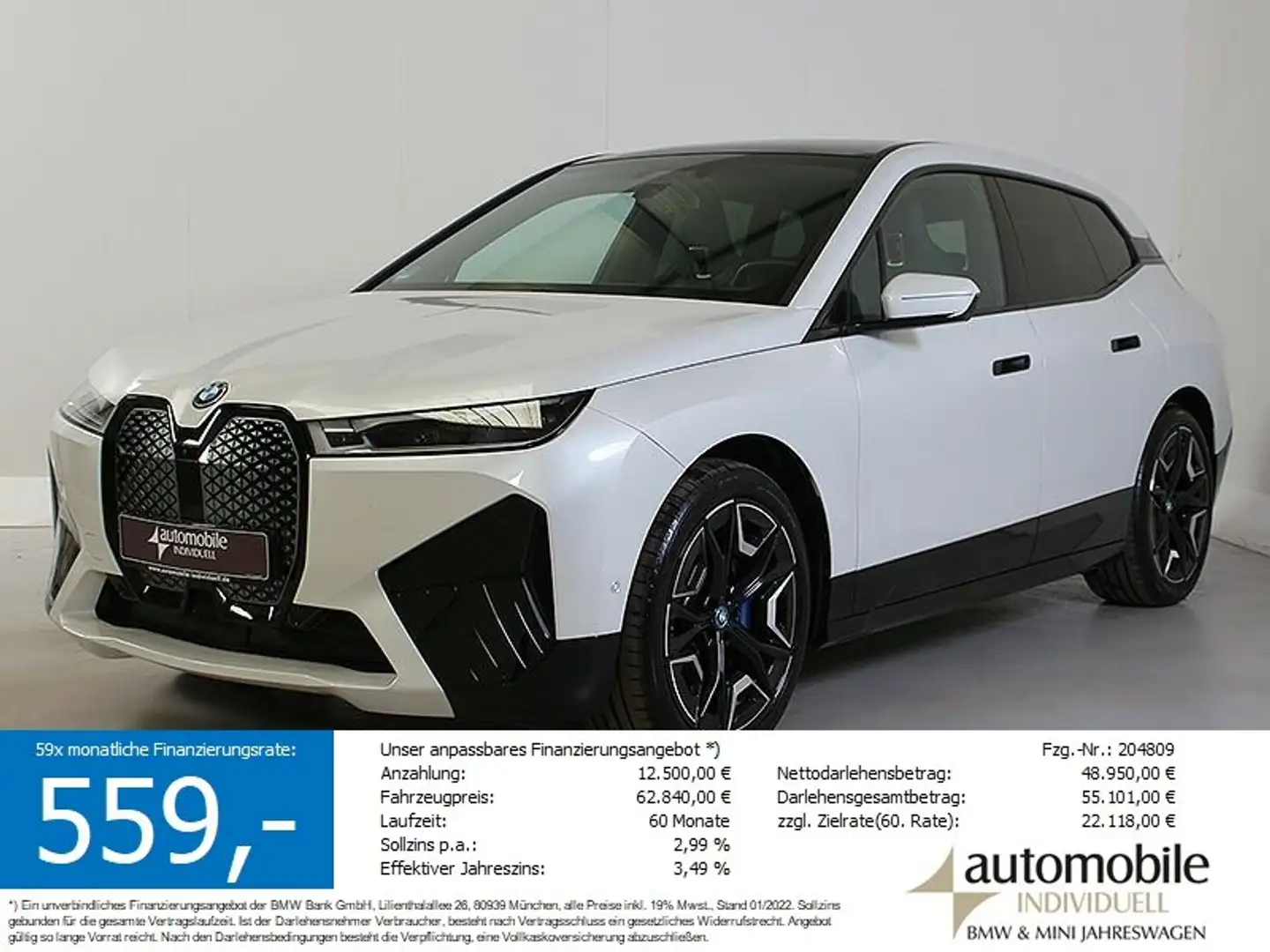 BMW iX xDrive50 Sportpaket Panorama H&K Laser ACC Weiß - 1