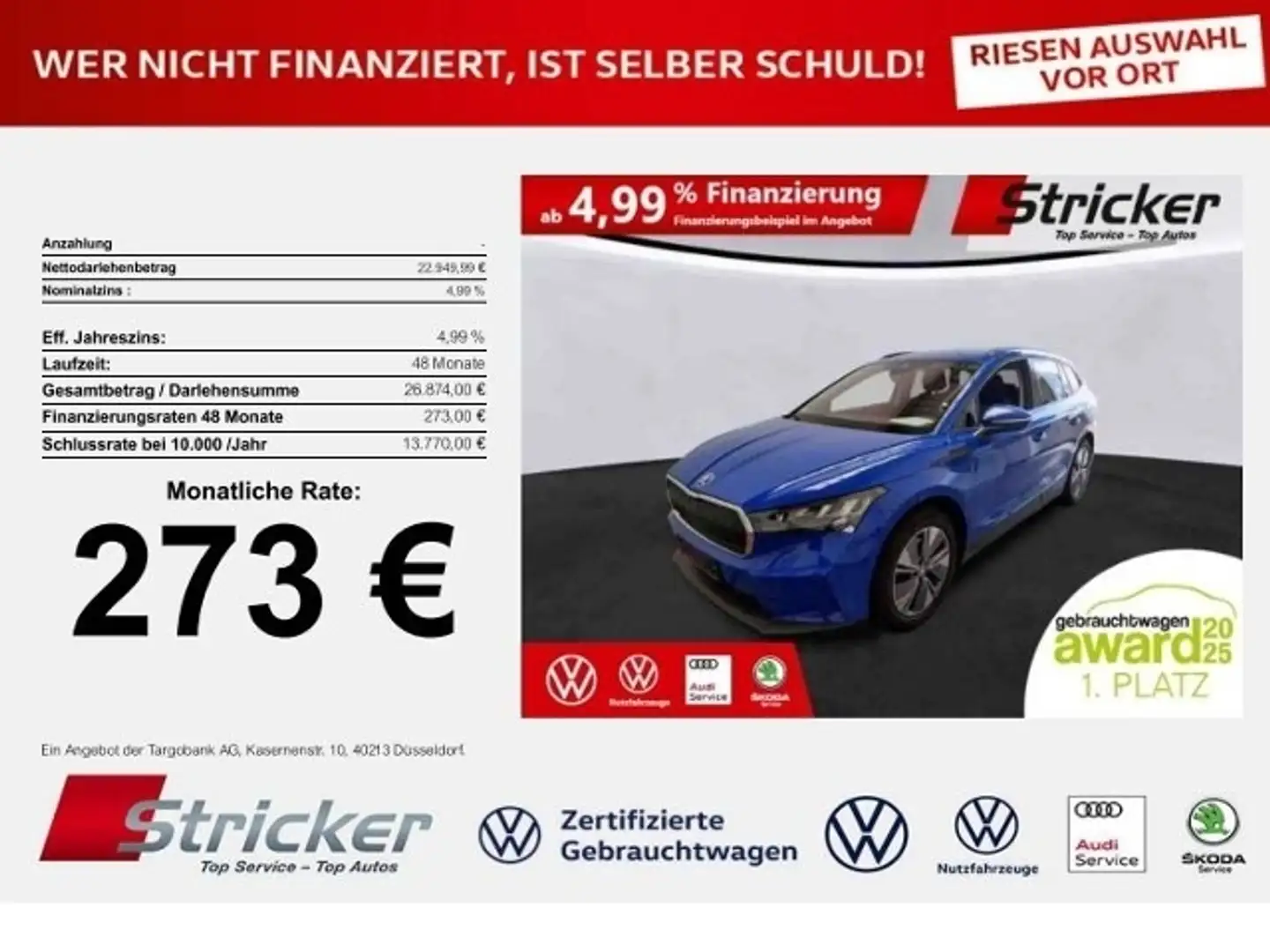 Skoda Enyaq iV60 Loft 273,-ohne Anzahlung Navi Kamera Blau - 1