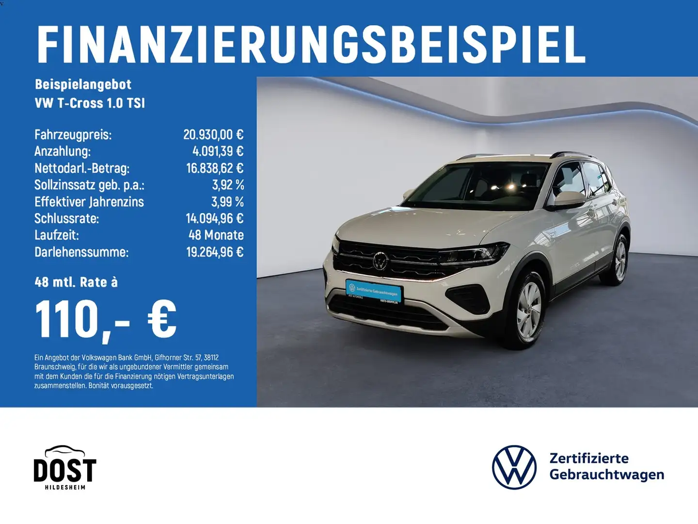 Volkswagen T-Cross 1.0 TSI Life ACC+DAB+KLIMA+NAVI+PDC+SHZ Weiß - 2