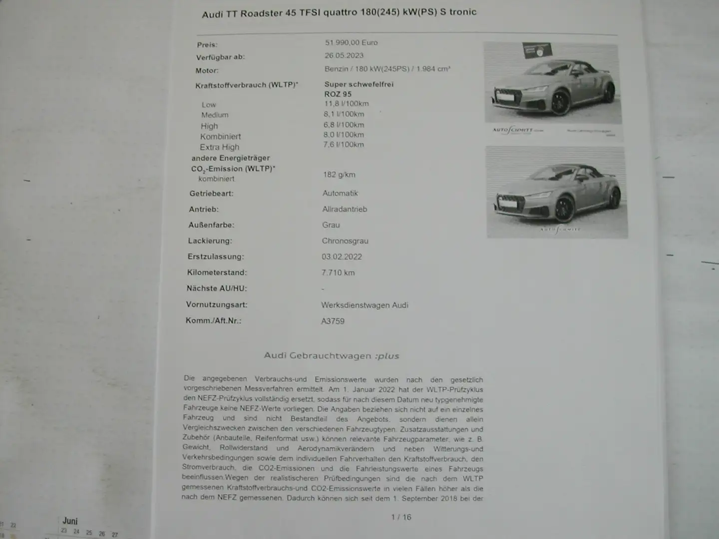 Audi TT TT Roadster 45 TFSI quattro S tronic Grijs - 1