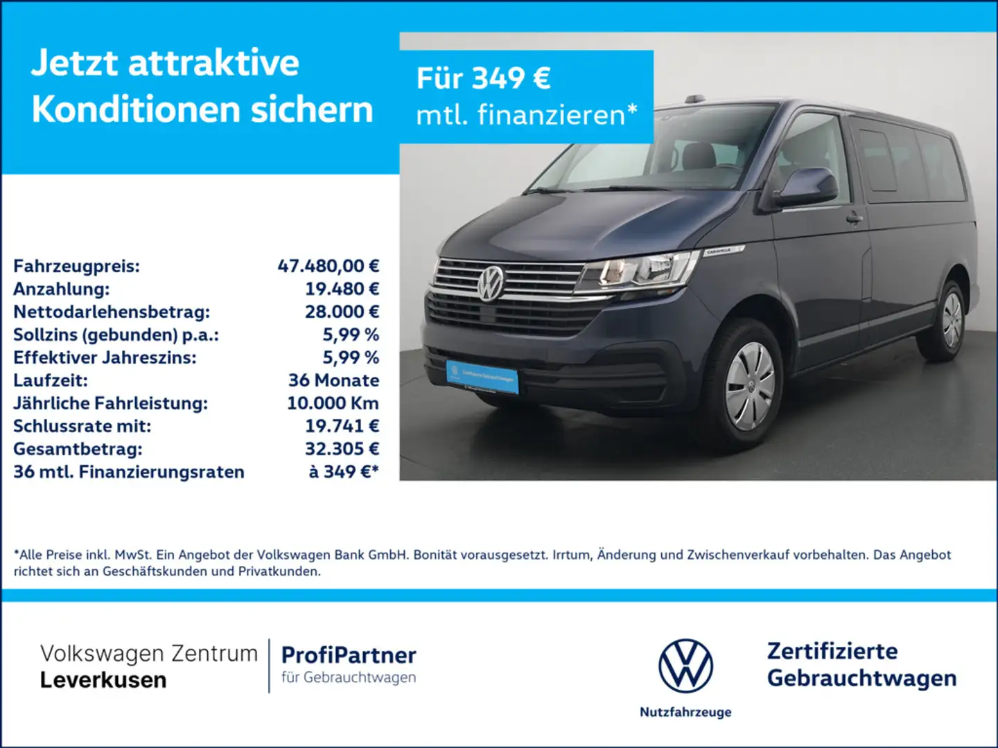 Volkswagen T6.1 Caravelle Comfortline DSG 8-SITZER NAVI Modrá - 1