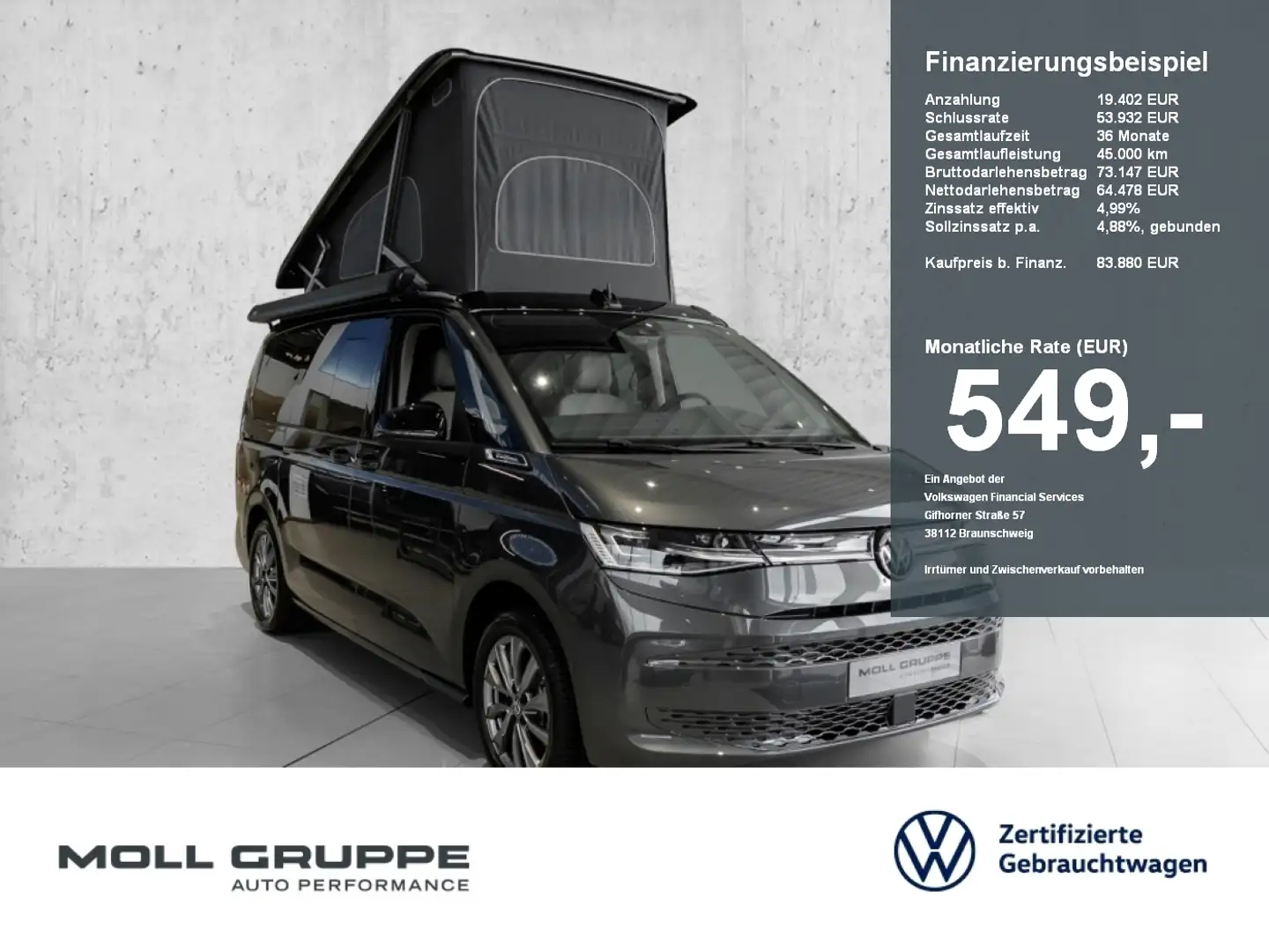 Volkswagen T7 California Ocean DSG AHK Navi DCC Kamera Schwarz - 1