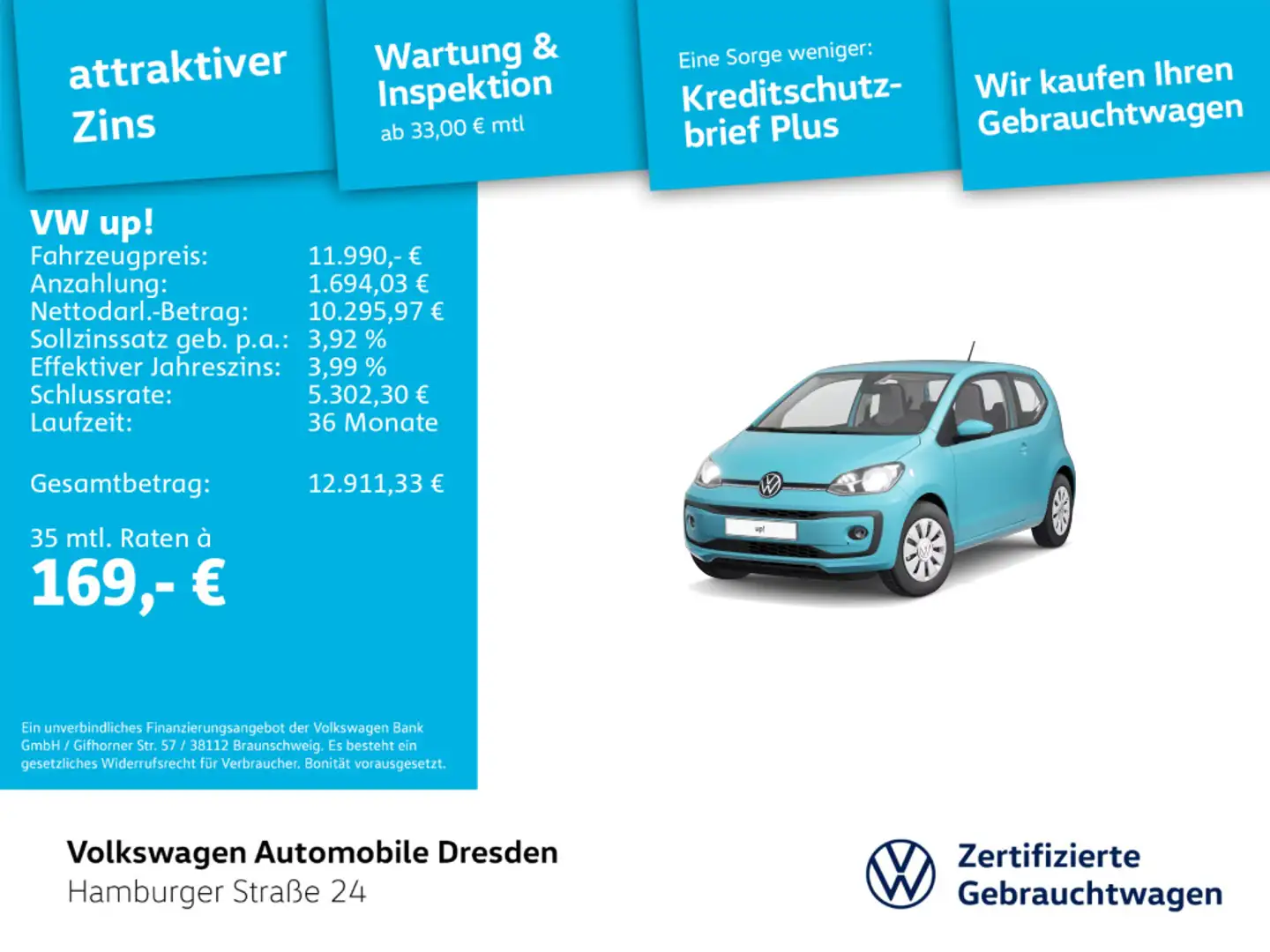 Volkswagen up! 1.0 MPI KLIMA SITZHZG BLUETOOTH DAB+ Blau - 1