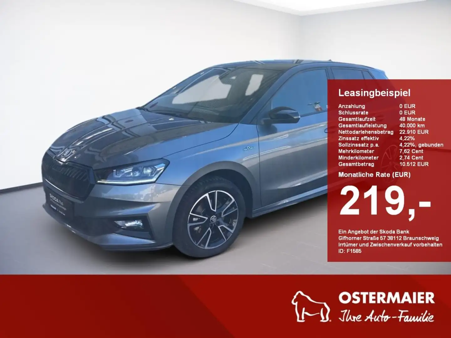 Skoda Fabia Monte Carlo 1.0TSI DSG.NAV.FernA.ViCo.ACC.LED.SHZ. Grau - 1