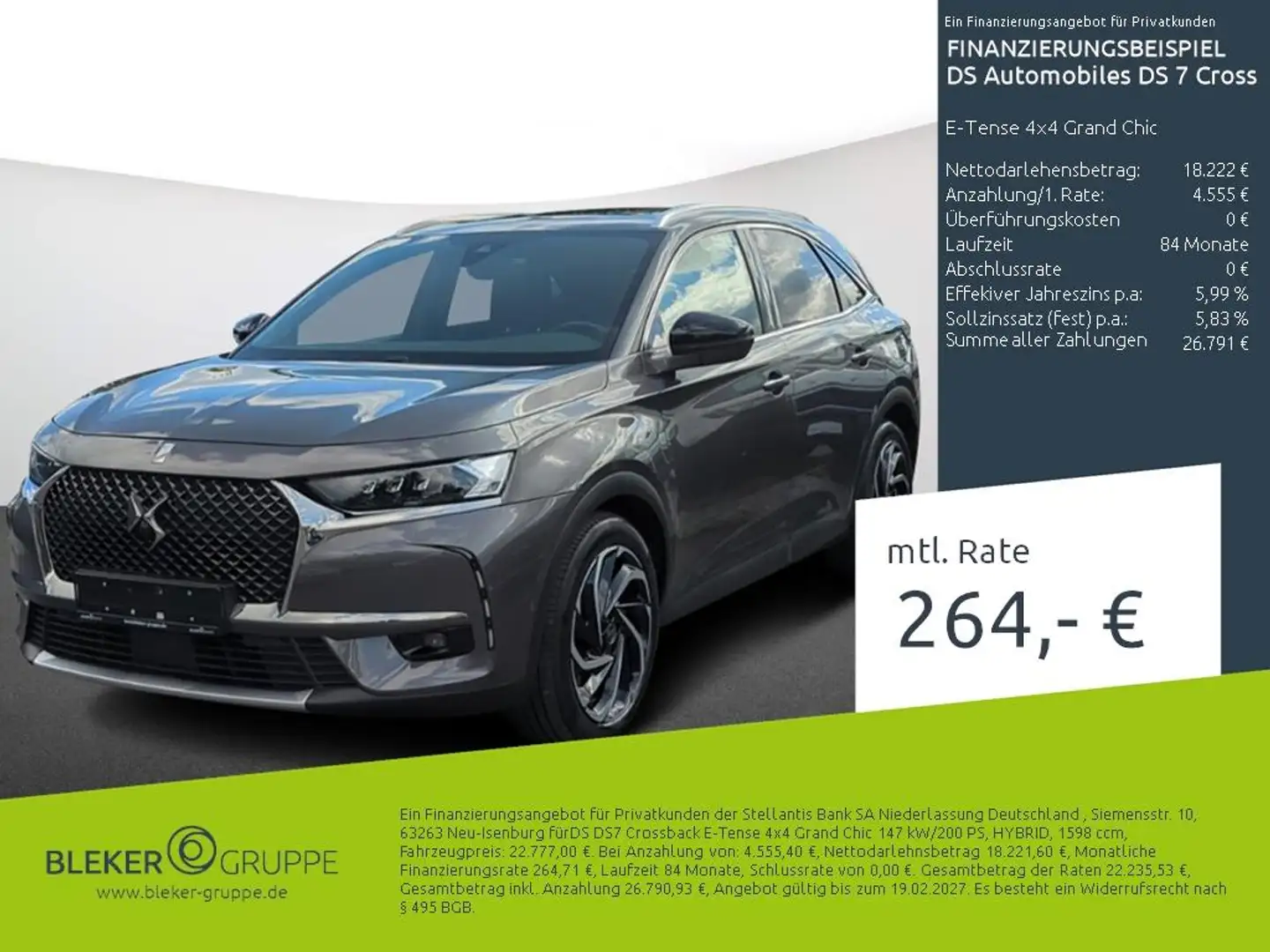 DS Automobiles DS 7 Crossback E-Tense 4x4 Grand Chic Grau - 1