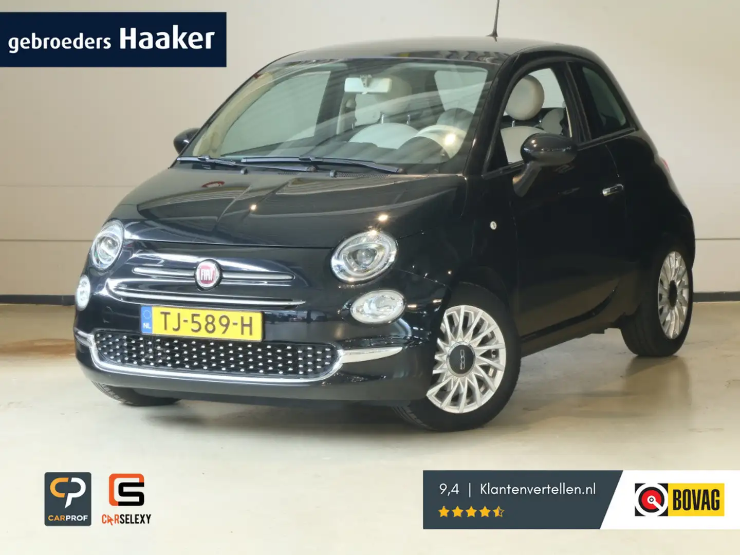 Fiat 500 80pk Lounge Zwart - 1