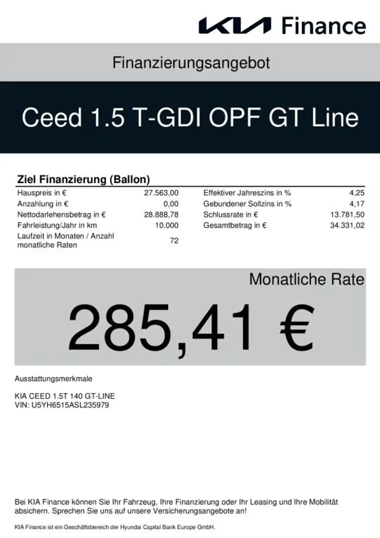 Kia Ceed / cee'd 1.5 T-GDI GT Line UVP 37.359 EUR Grau - 2
