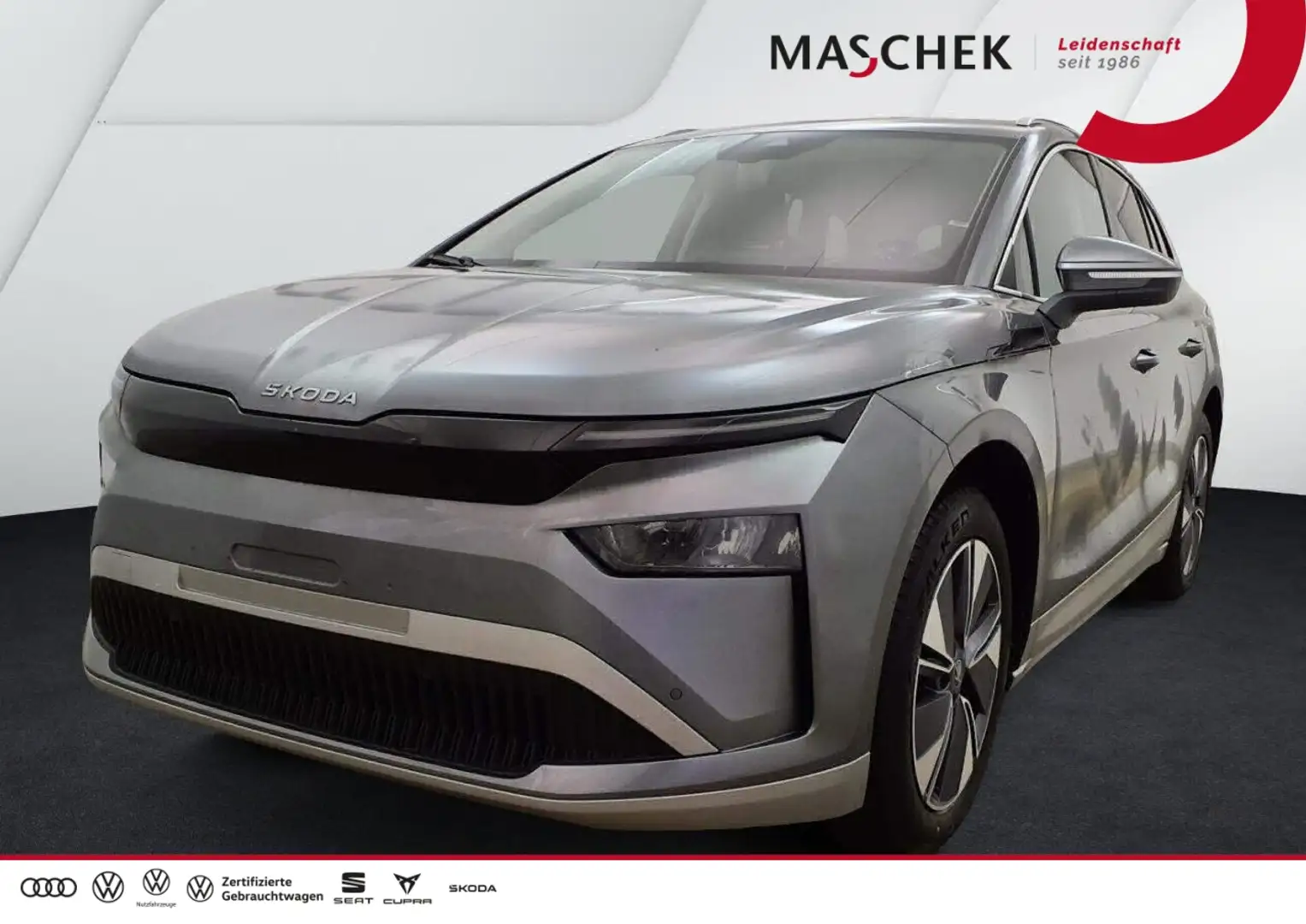 Skoda Enyaq Clever 85 AHK TravelAssist RearView Navi Sitzh. LE Grau - 1