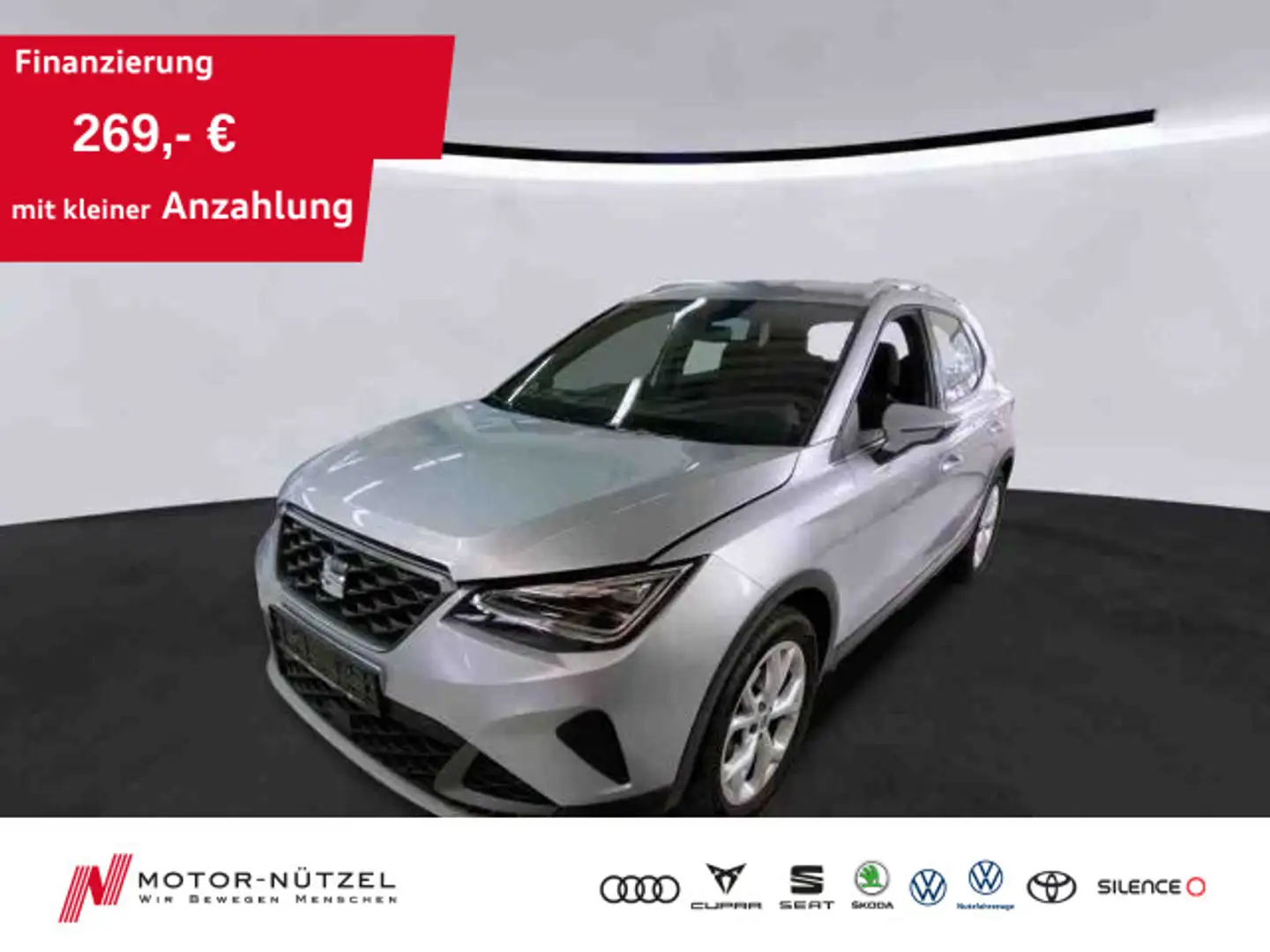 SEAT Arona 1.0TSI DSG FR-LINE LED+NAV+APP+DAB+GRA+PDC Silber - 1