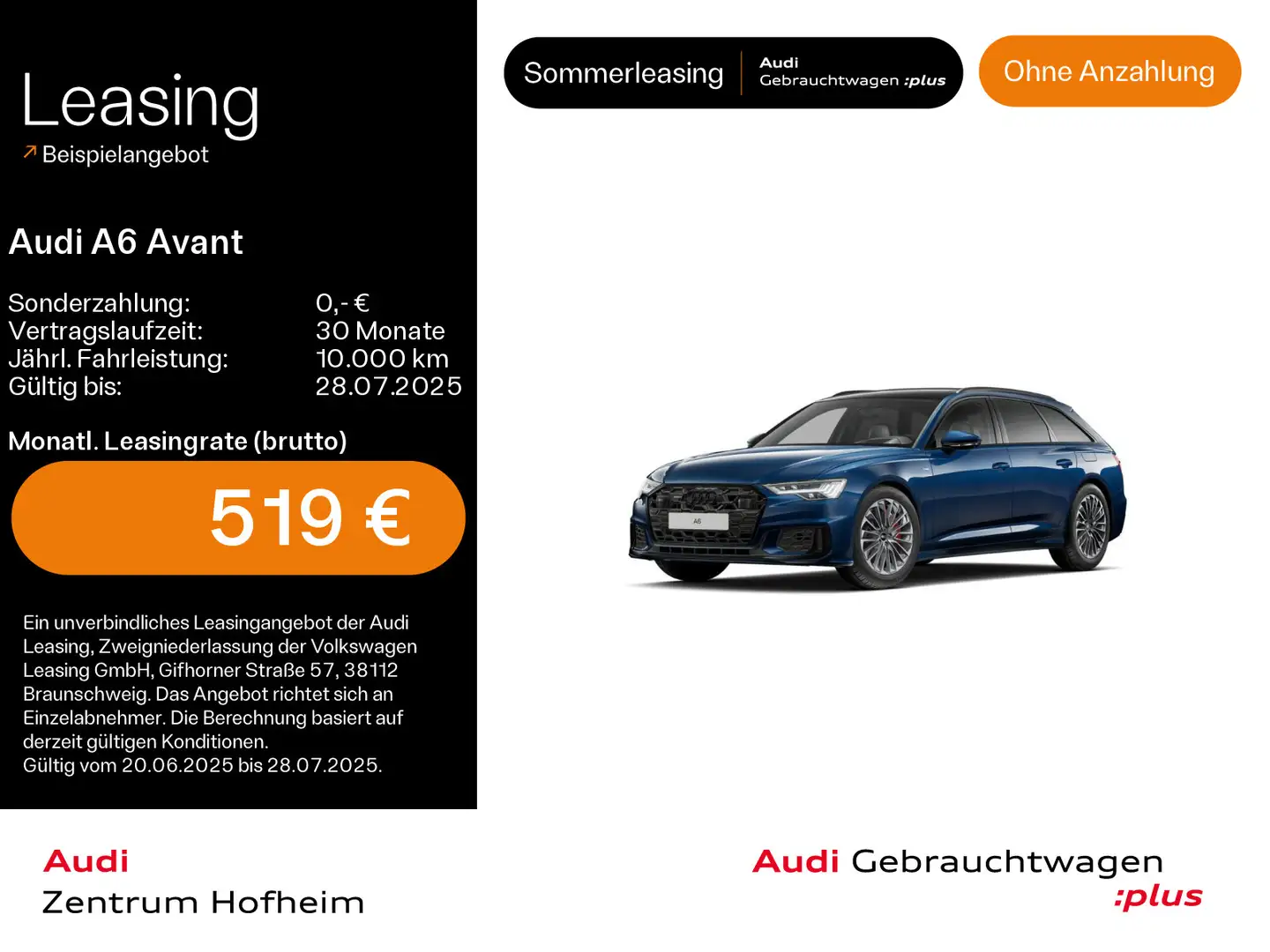 Audi A6 55 TFSIe qu S line S tro*HUD*Pano*Matri Blau - 1