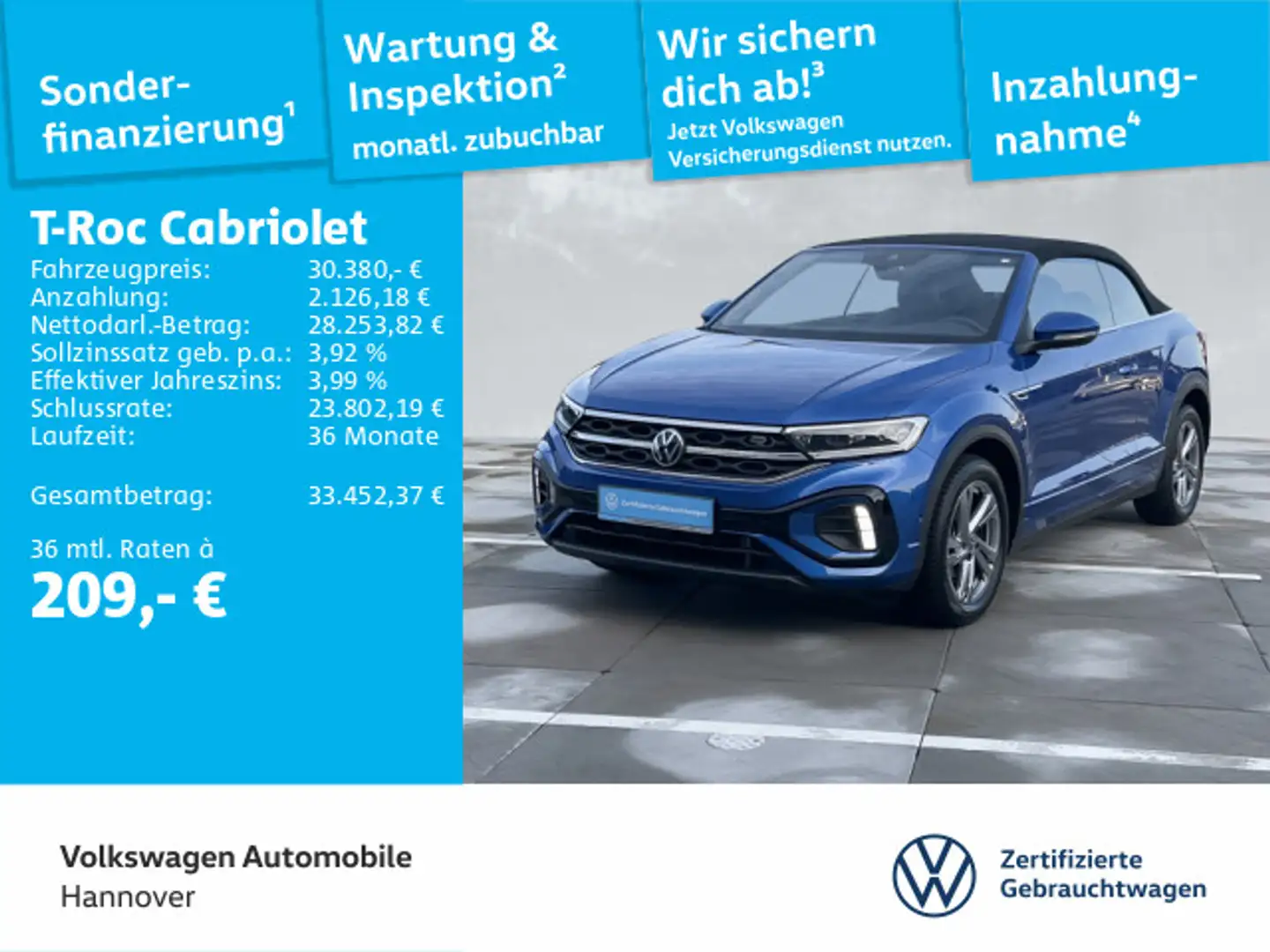 Volkswagen T-Roc 1.5 TSI DSG R-Line Navi AHK LED Blau - 1