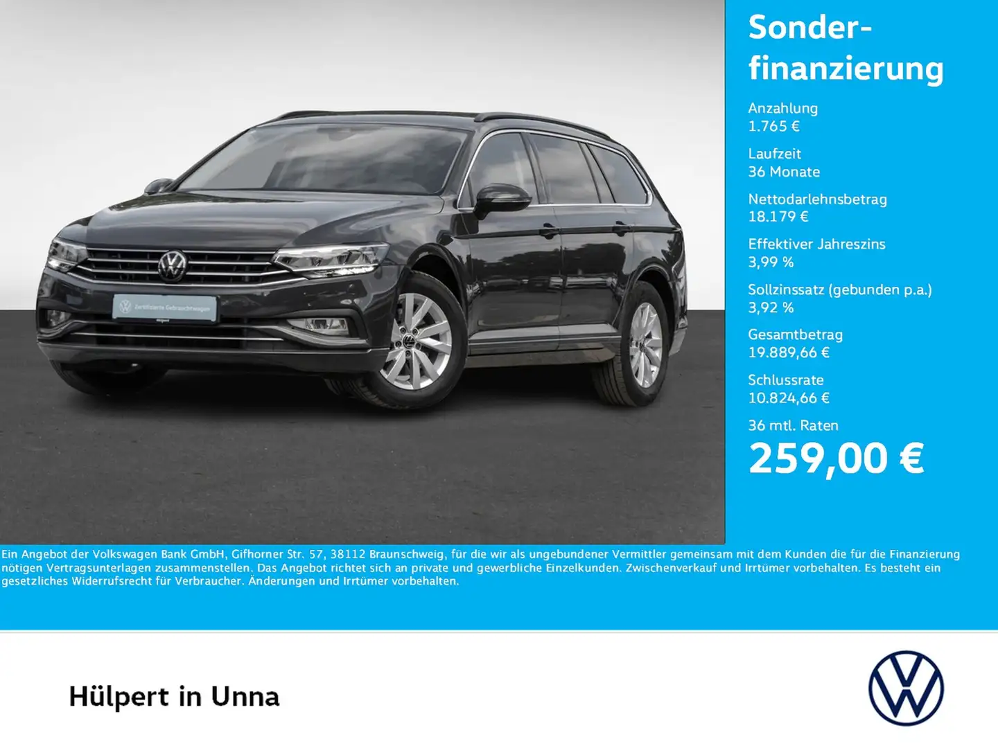 Volkswagen Passat Variant 2.0 BUSINESS CAM ACC EKLAPPE NAVI Gris - 1