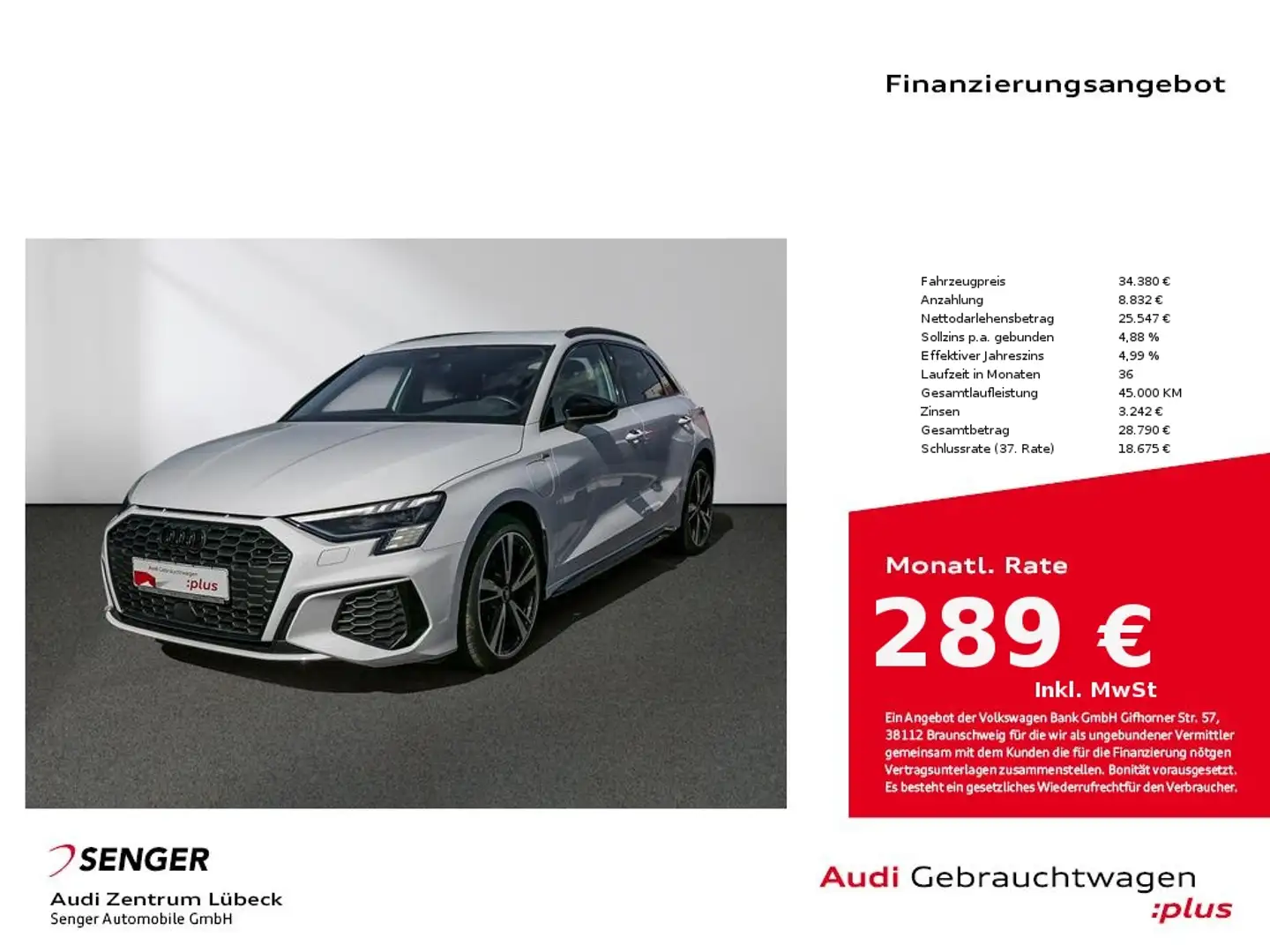 Audi A3 40 TFSI e S line Navi Matrix SHZ Weiß - 1