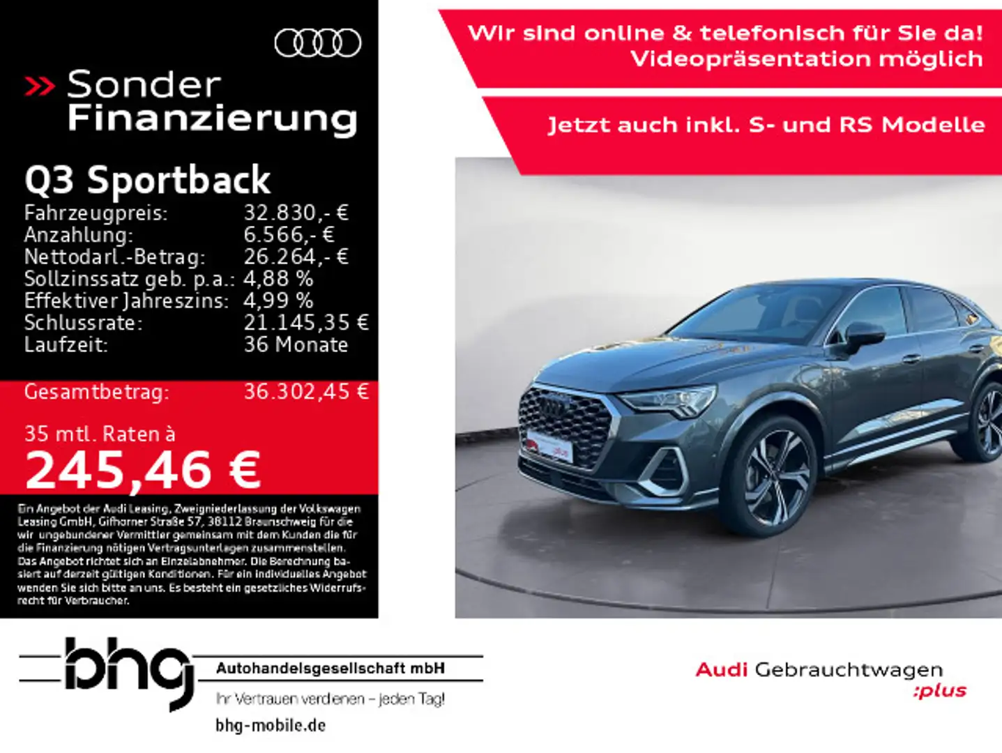 Audi Q3 45 TFSIe S-line Assist/AMI/LED/Conn Grau - 1