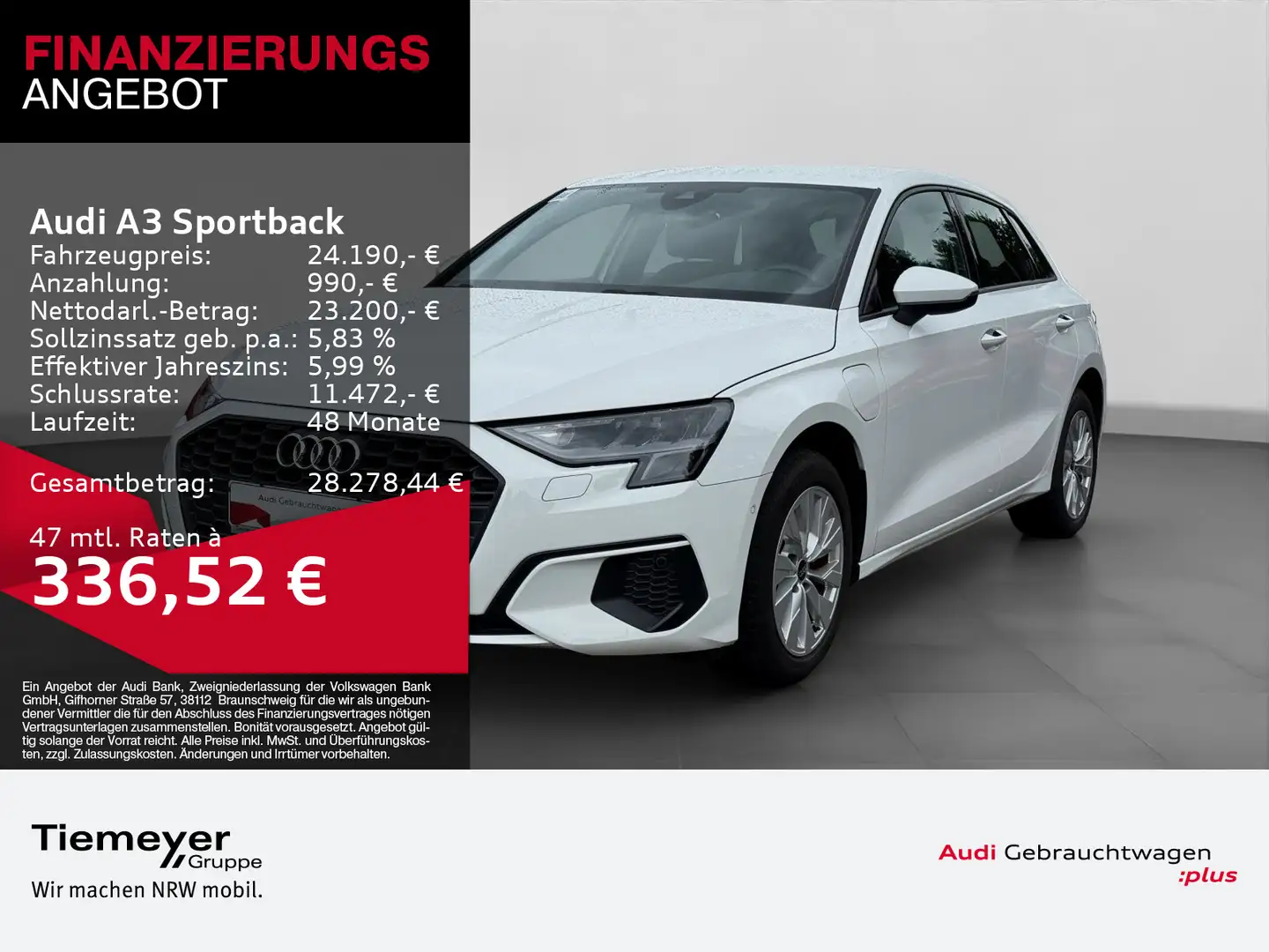 Audi A3 40 TFSIe LED PDC NAVI+ VIRTUAL Weiß - 1