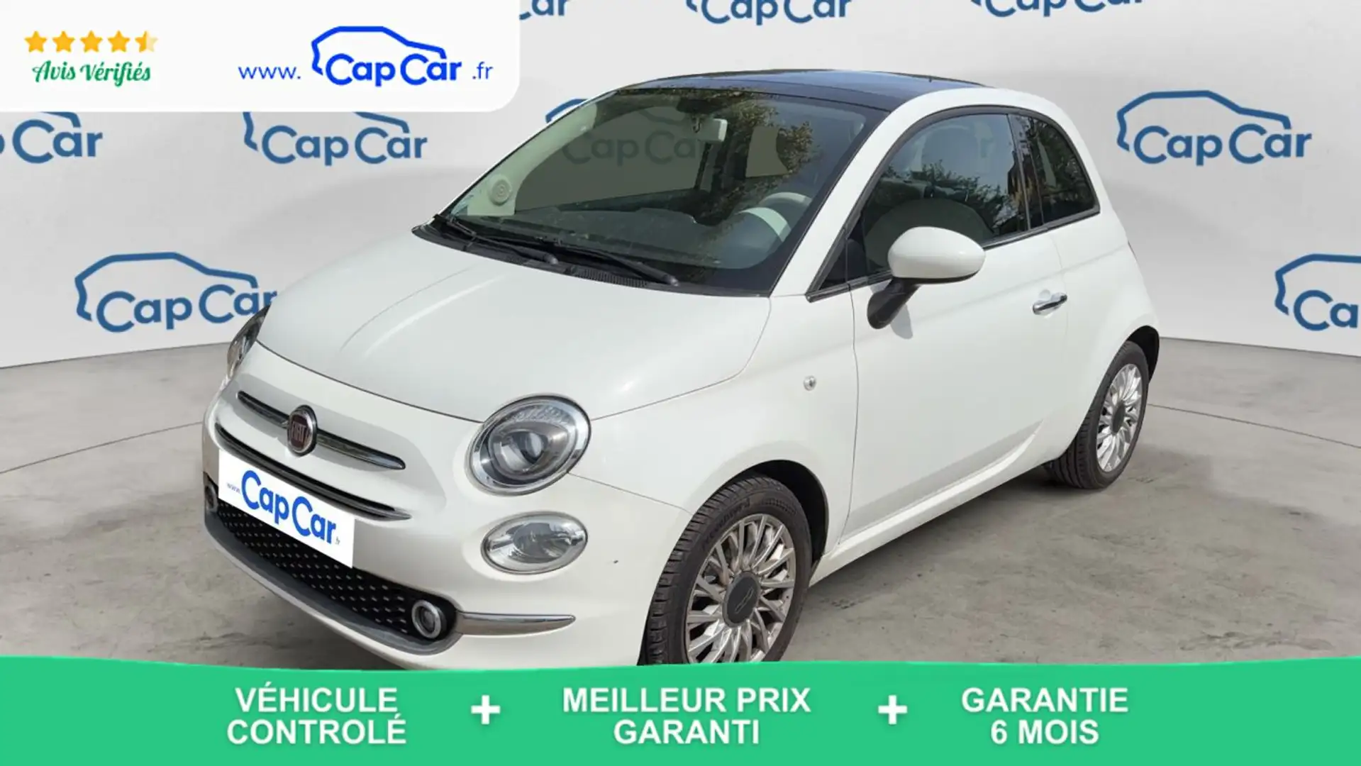 Fiat 500 II 0.9 TwinAir 85 Lounge - Automatique Toit ouvran Blanc - 1