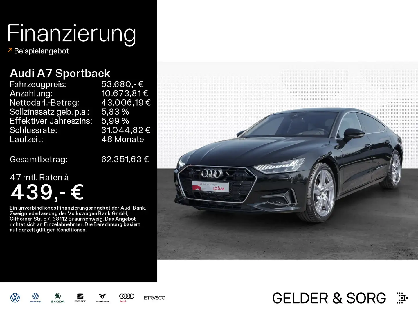 Audi A7 50 TFSIe quattro B&O*HuD*Stadt*Tour Zwart - 1