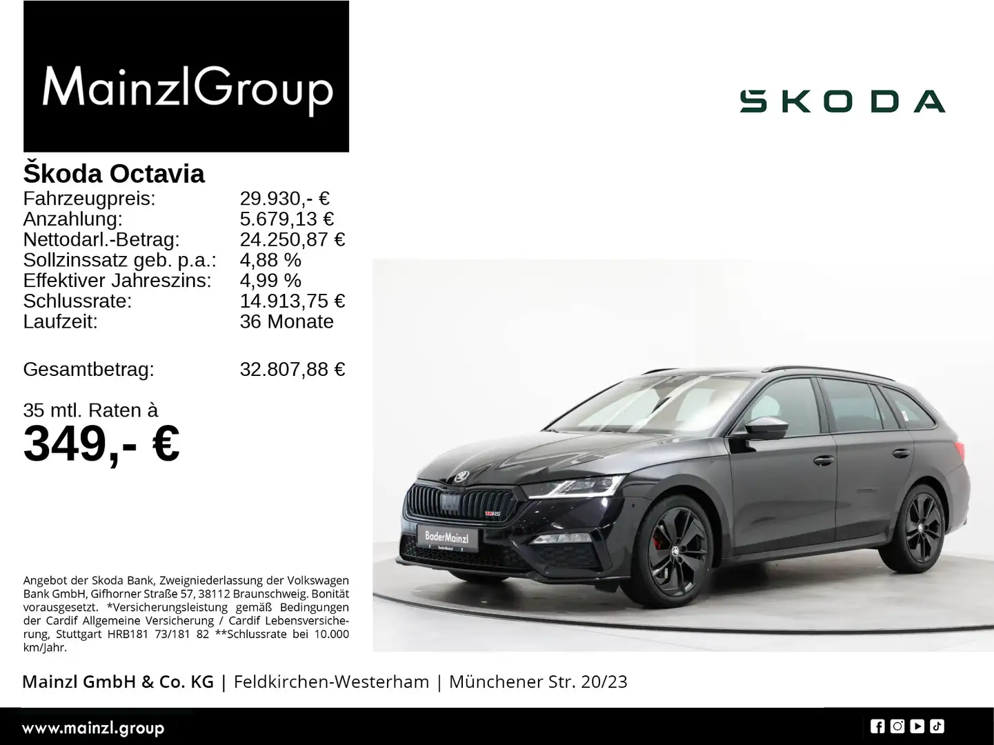 Skoda Octavia Combi RS 2.0 TDI DSG ACC HUD PDC Matrix Schwarz - 1
