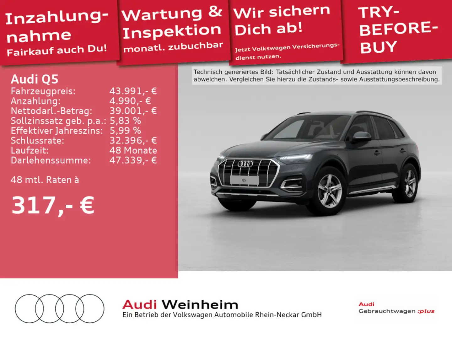Audi Q5 40 TFSI quattro AHK Matrix-LED Navi S-tronic Grau - 1