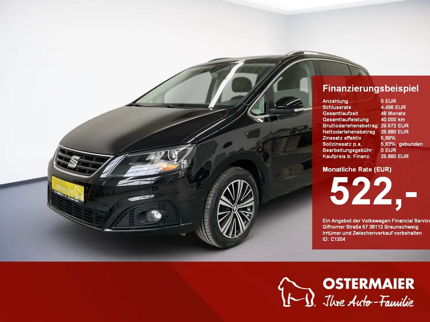 SEAT Alhambra 20th Anniversary 2.0TDI 184PS DSG 4DRIVE AHK.NAVI. Schwarz - 1