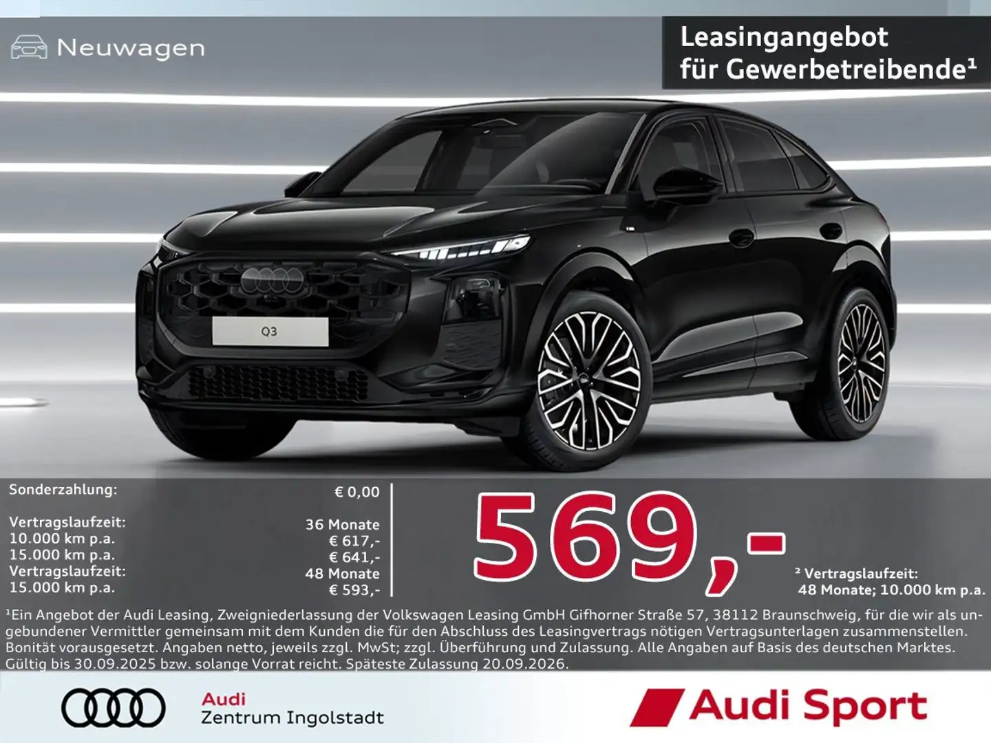 Audi Q3 Sportback TDI S tronic AHK,LED UPE 62.175,- Noir - 1