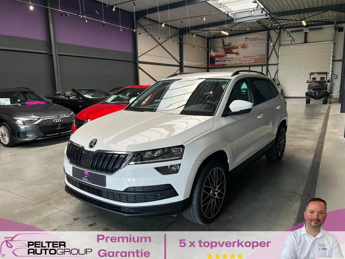 Skoda Karoq 1.6 TDi DSG CarPlay GPS Trekhaak Weiß - 1