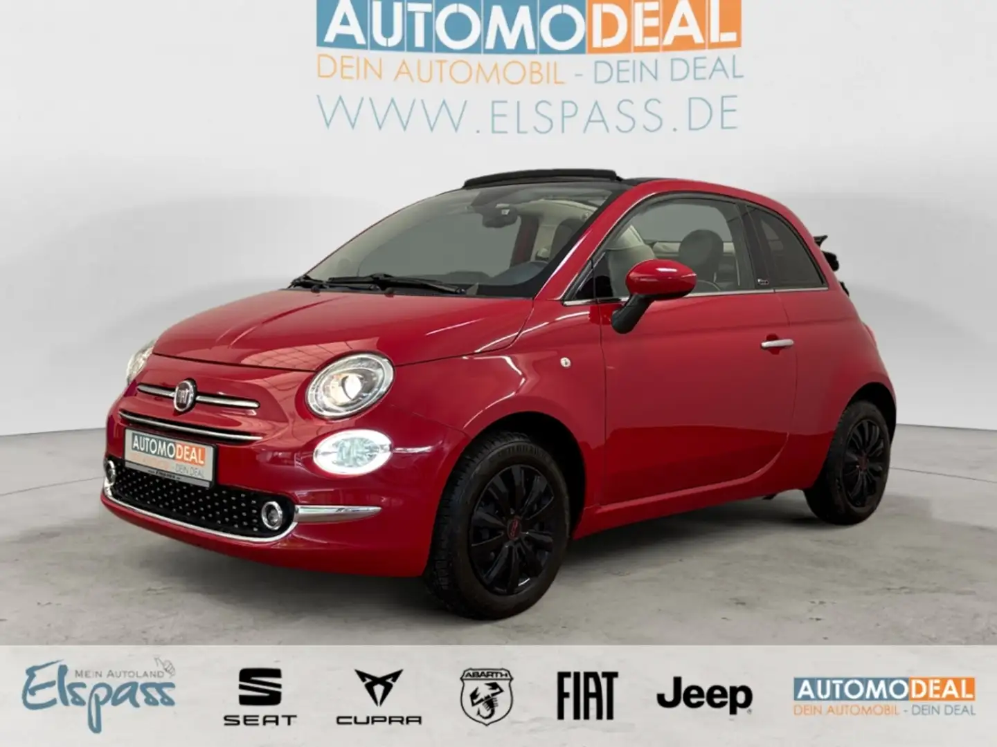 Fiat 500C Lounge FALTDACH PDC BLUETOOTH KLIMAAUT MULTIFLENKR Rot - 1