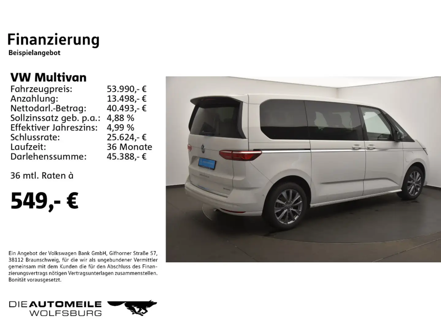 Volkswagen T7 Multivan T7 Multivan KÜ 1.4 eHybrid OPF DSG Style Weiß - 2