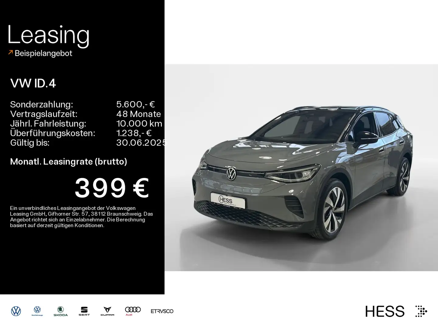 Volkswagen ID.4 Pro GOAL 1 Gang-Automatik LED*AHK*Design-Pa Grau - 1
