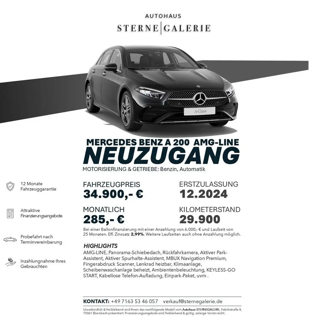 Mercedes-Benz A 200 AMG-LINE/MBUX/TOTW/KAMERA Schwarz - 1