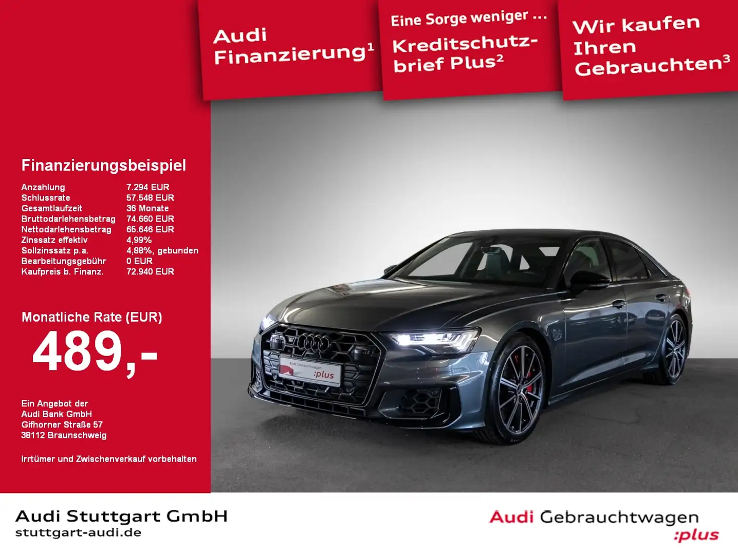 Audi S6 Limousine 3.0 TDI qu Matrix Pano HeadUp B&O Šedá - 1