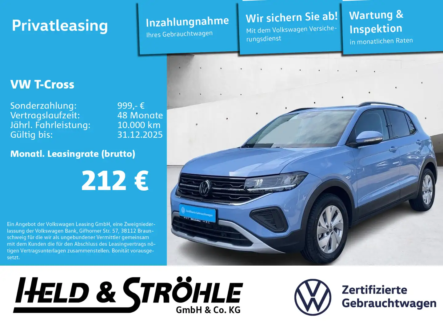 Volkswagen T-Cross Life 1.5 TSI DSG LED NAV PDC SHZ DAB+ Blau - 1